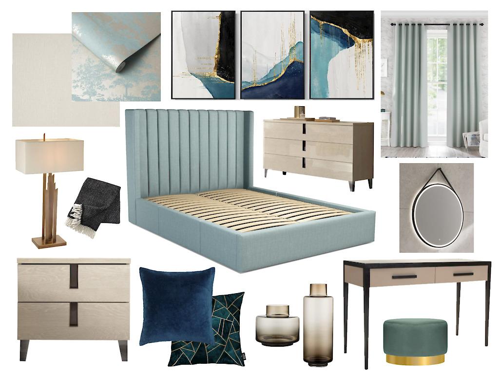 Master Bedroom featuring Duck Egg Wallpaper design - House Designer
